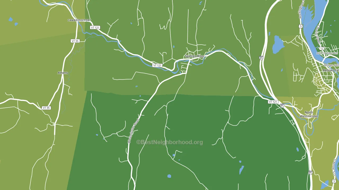 Saxtons River, VT block-group voter-turnout map
