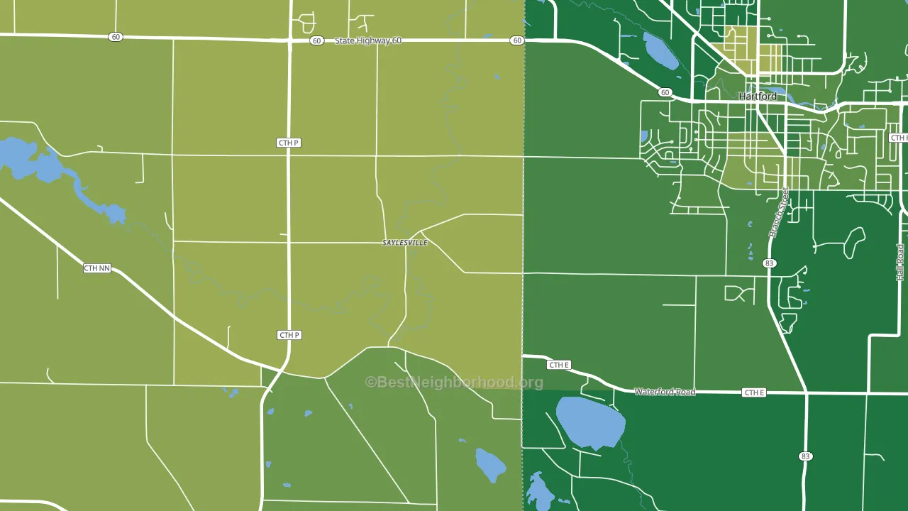 Saylesville, WI block-group voter-turnout map