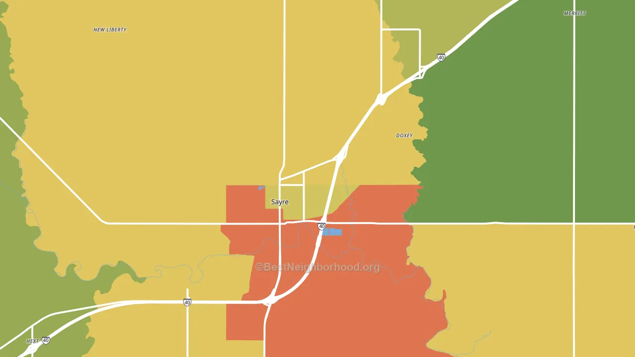 Sayre, OK block-group voter-turnout map