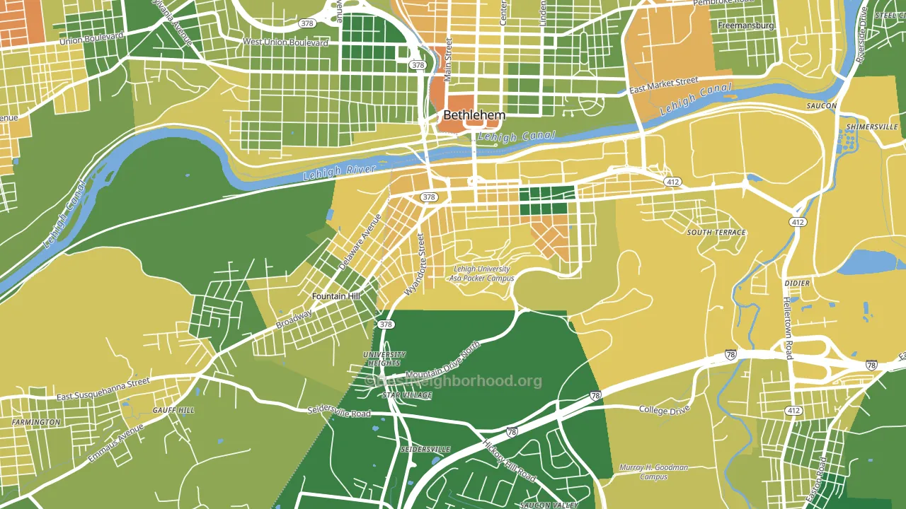 Sayre Park, Bethlehem, PA block-group voter-turnout map