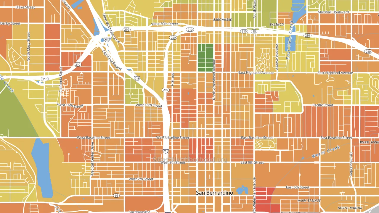 SBHS, San Bernardino, CA block-group voter-turnout map