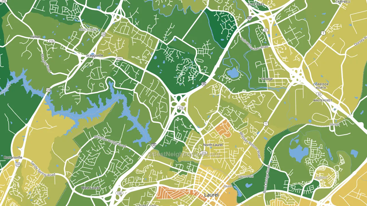 Scaggsville, MD block-group voter-turnout map