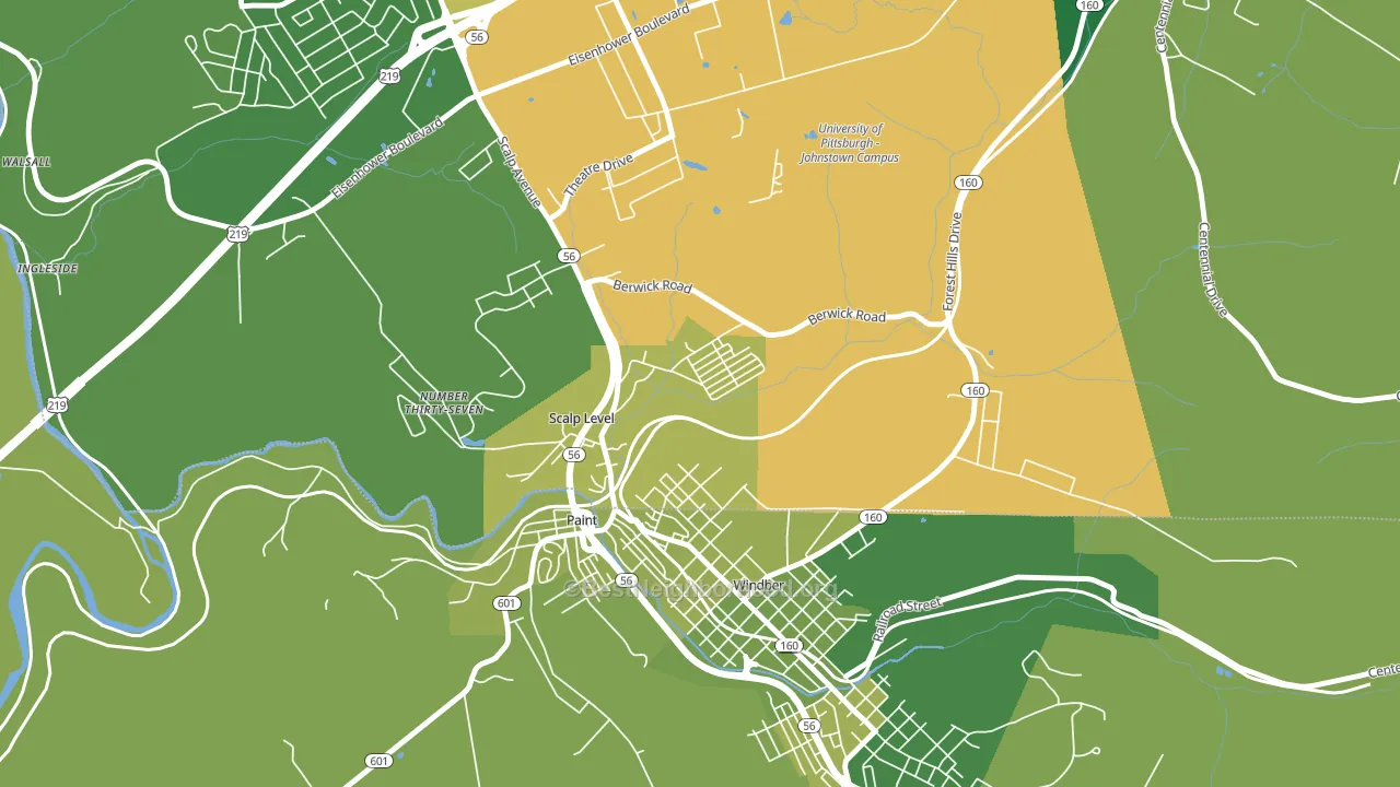 Scalp Level, PA block-group voter-turnout map