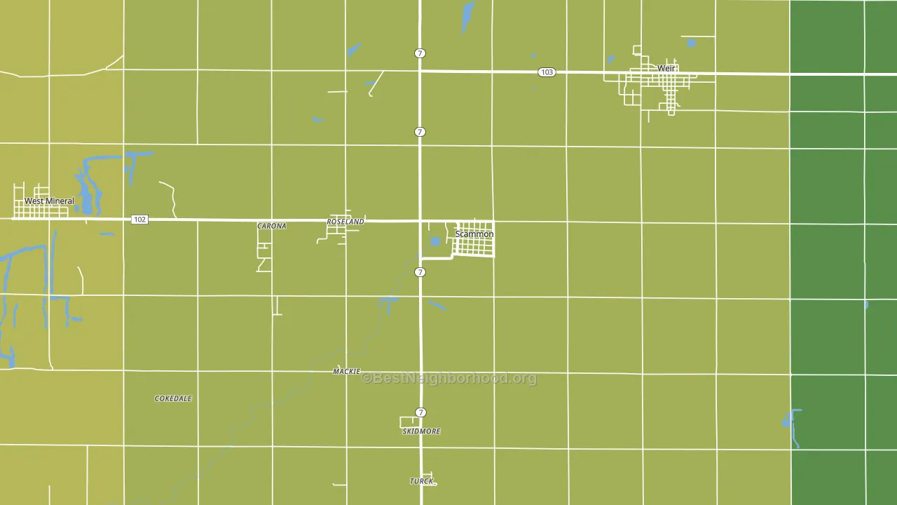 Scammon, KS block-group voter-turnout map