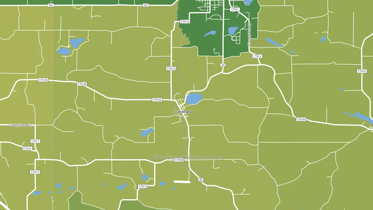 Scandinavia, WI block-group voter-turnout map
