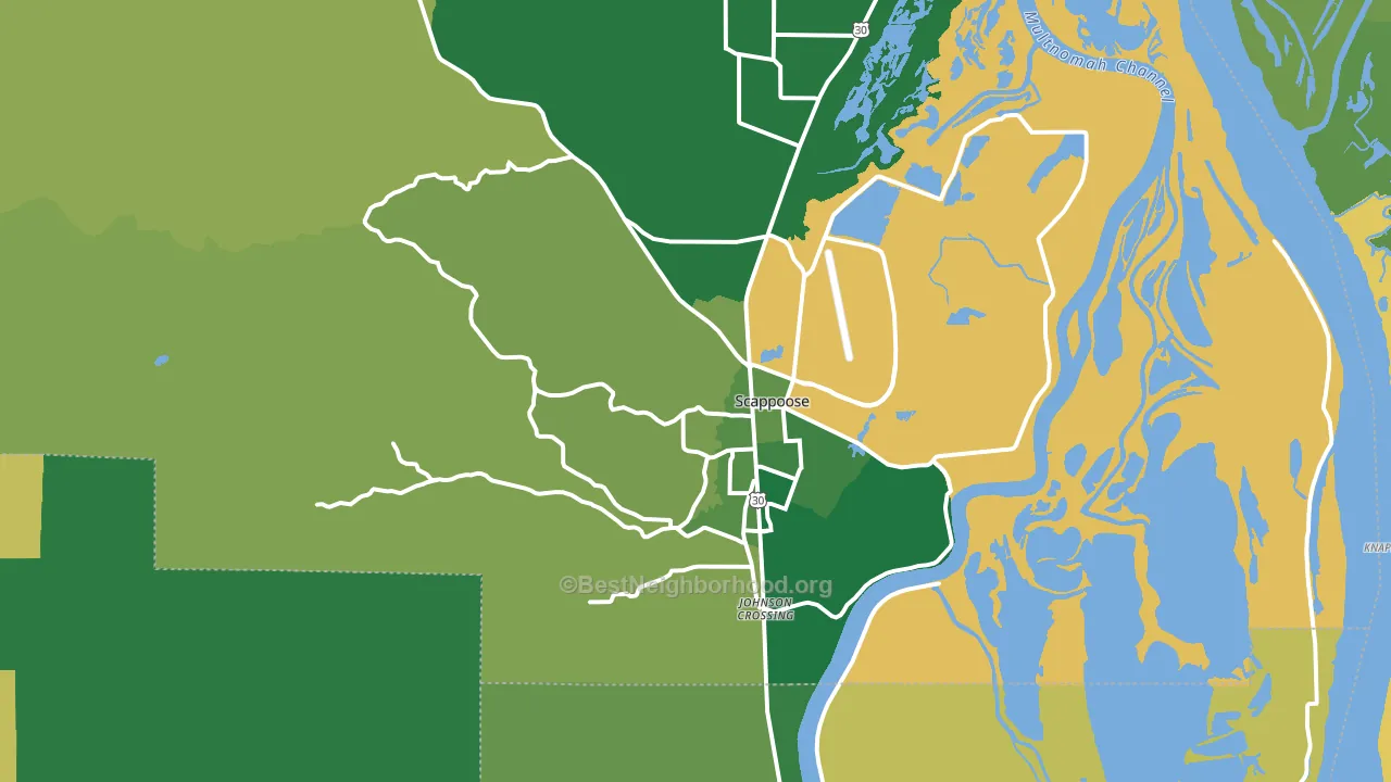 Scappoose, OR block-group voter-turnout map