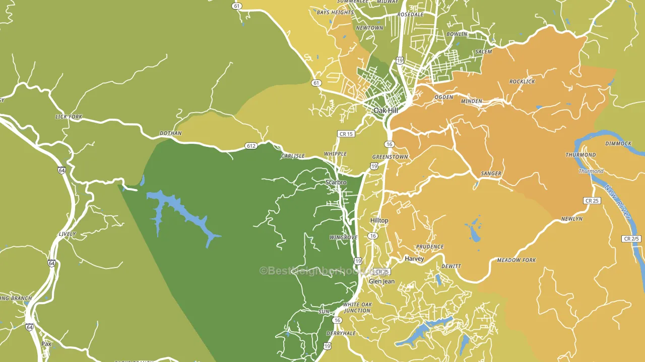 Scarbro, WV block-group voter-turnout map
