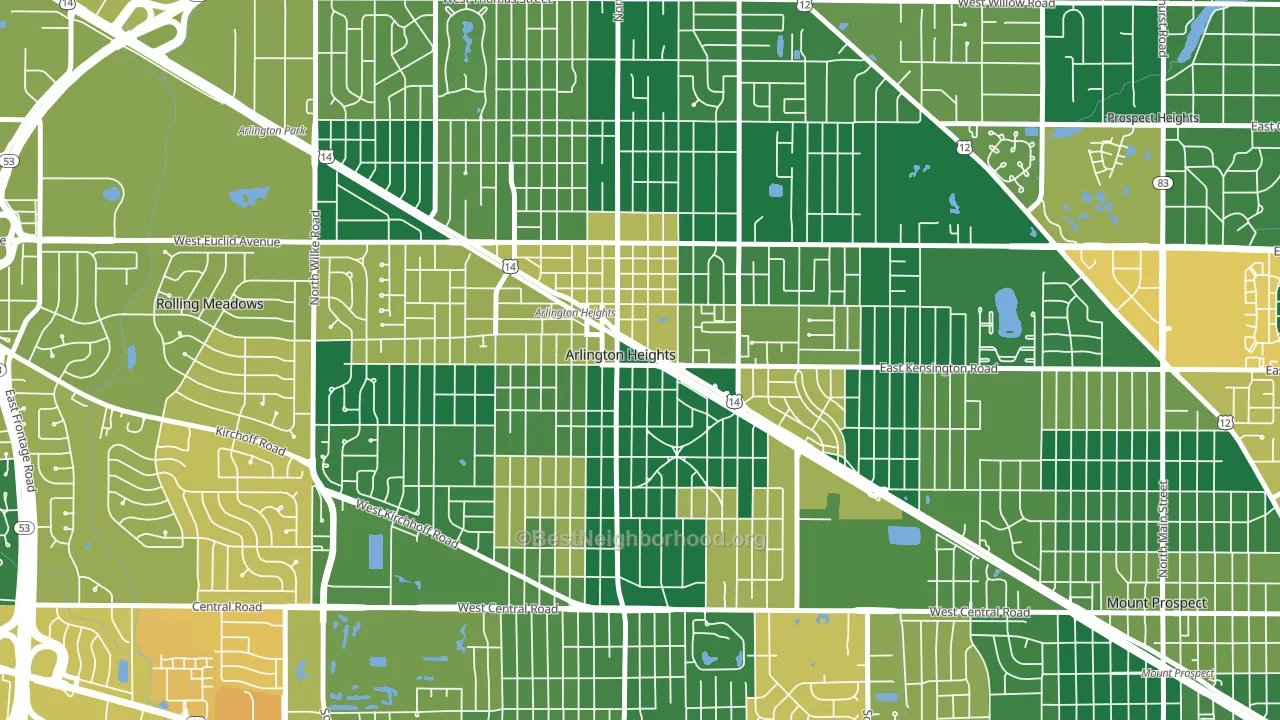 Scarsdale, Arlington Heights, IL block-group voter-turnout map