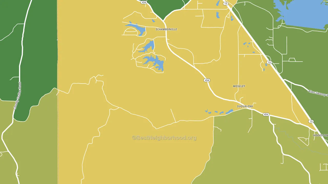 Schamberville, MS block-group voter-turnout map