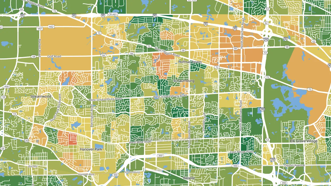 Schaumburg, IL block-group voter-turnout map