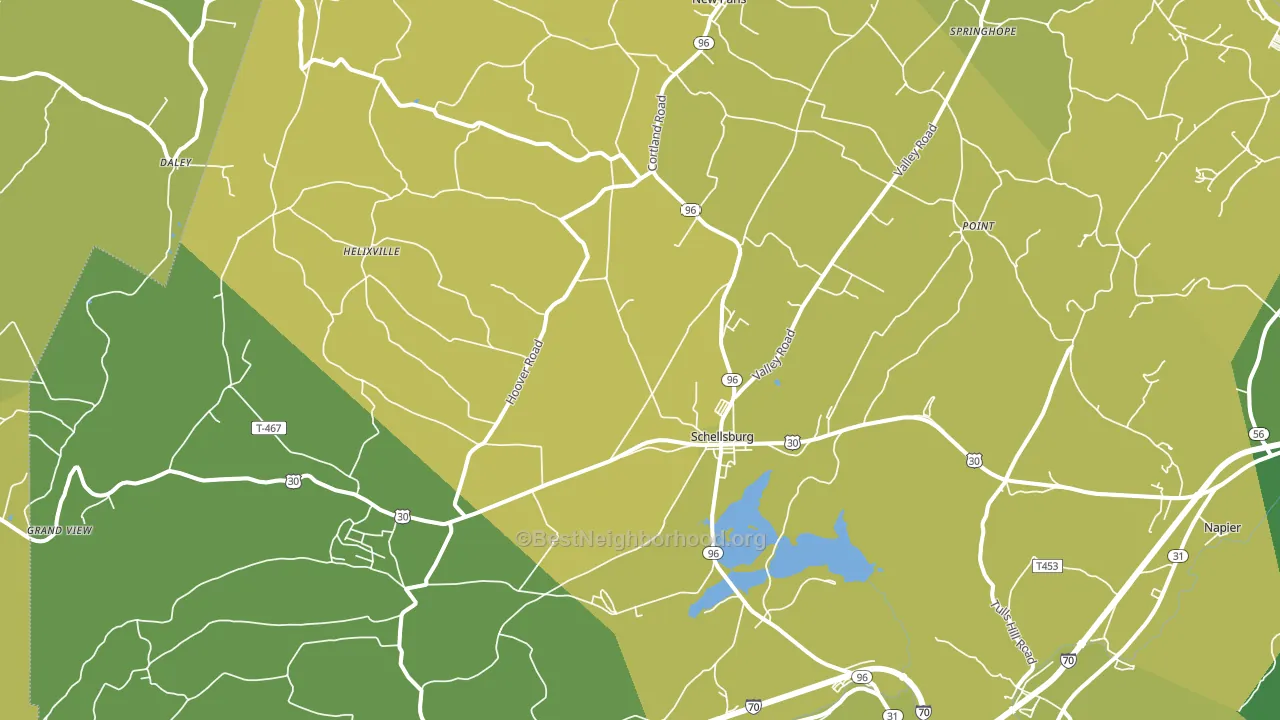 Schellsburg, PA block-group voter-turnout map