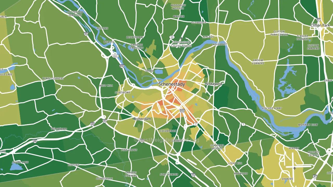 Schenectady County, NY block-group voter-turnout map
