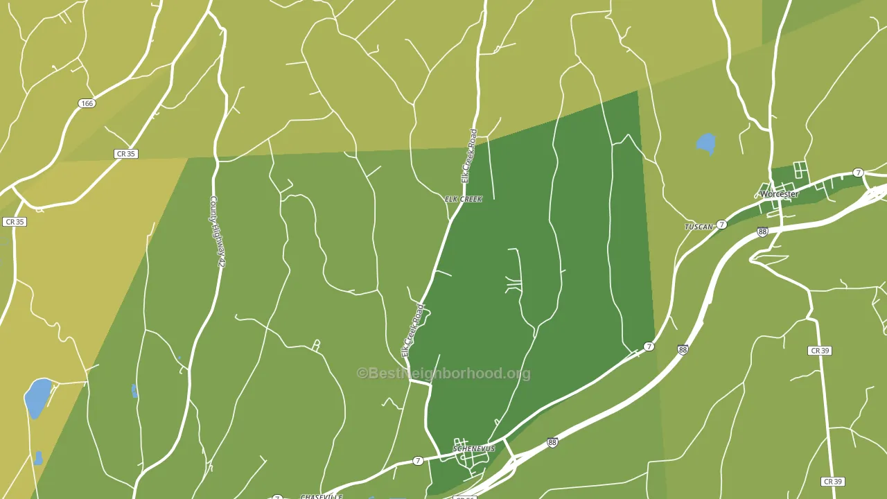 Schenevus, NY block-group voter-turnout map