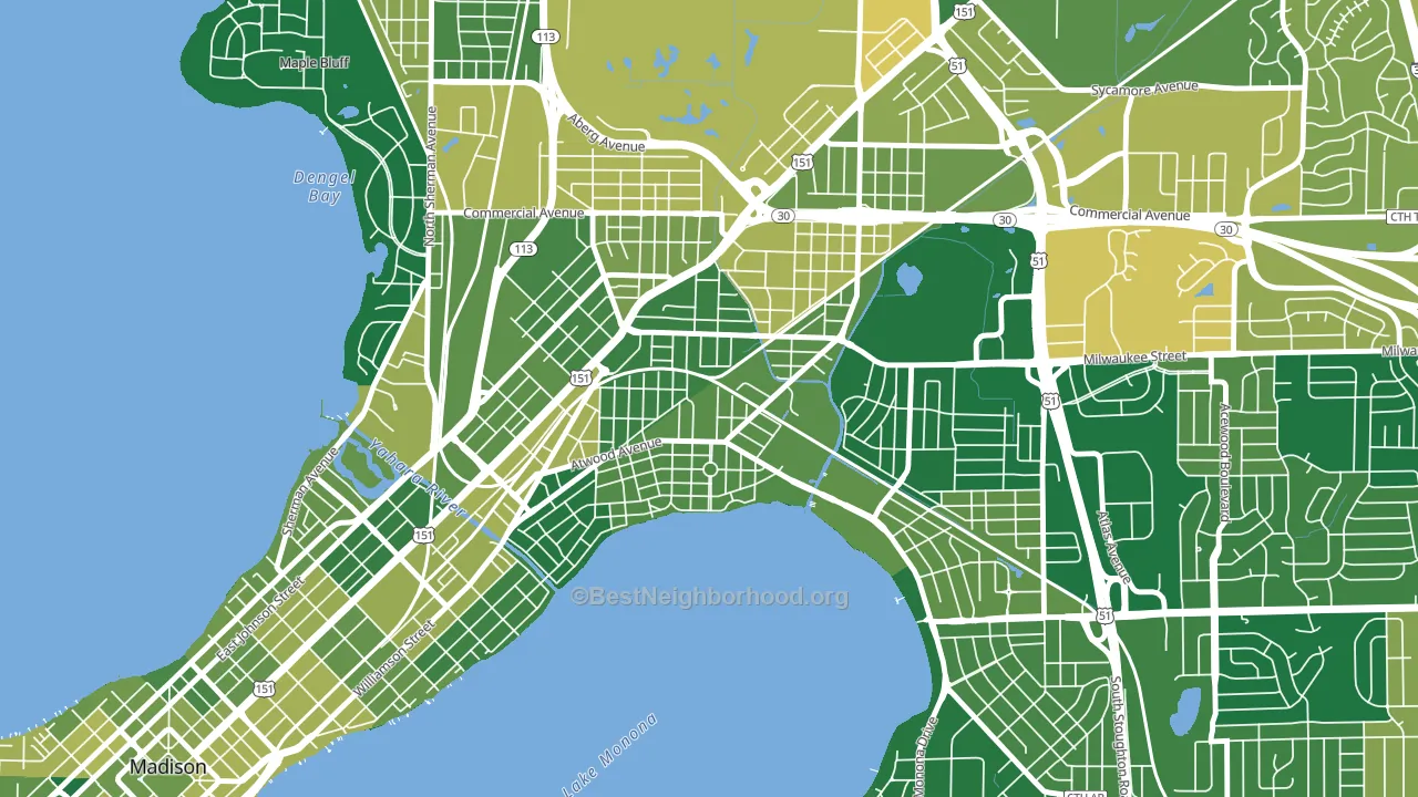 Schenk-Atwood-Starkweather-Yahar, Madison, WI block-group voter-turnout map