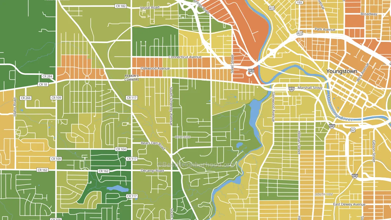 Schenley, Youngstown, OH block-group voter-turnout map