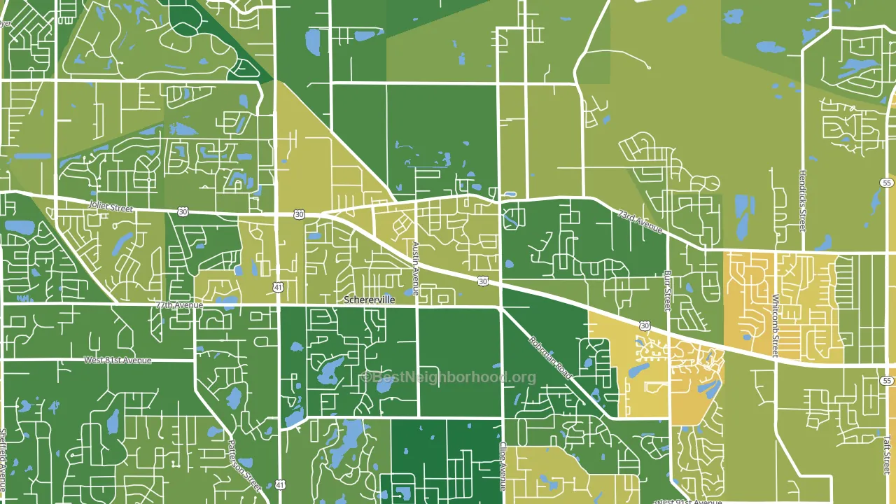 Schererville, IN block-group voter-turnout map