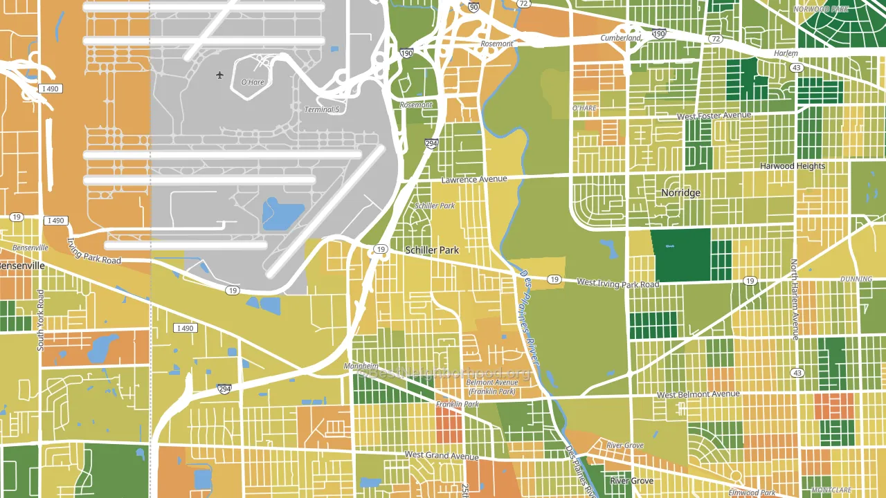 Schiller Park, IL block-group voter-turnout map