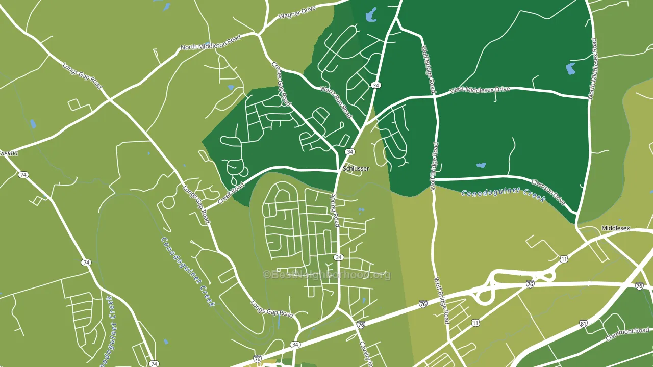 Schlusser, PA block-group voter-turnout map