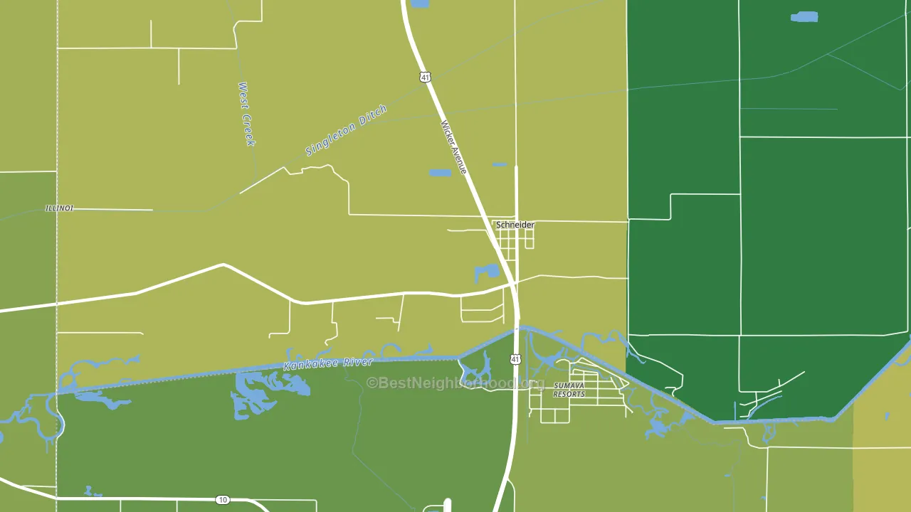 Schneider, IN block-group voter-turnout map