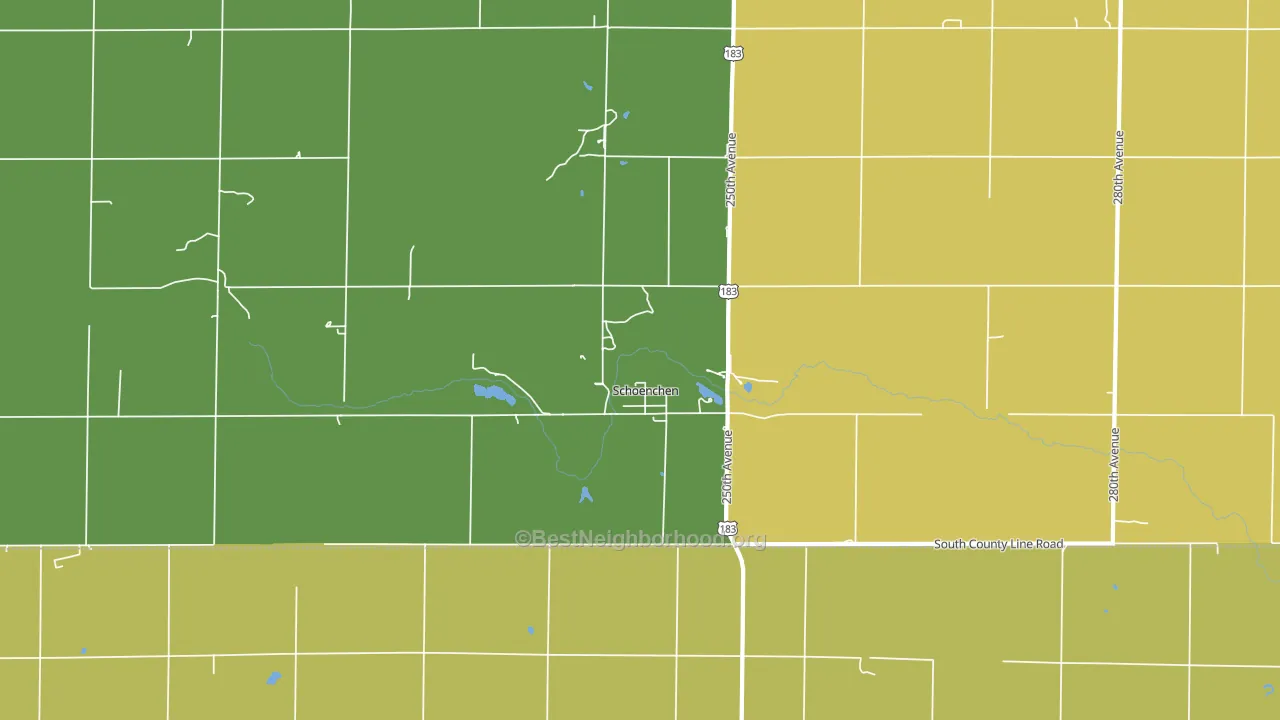 Schoenchen, KS block-group voter-turnout map