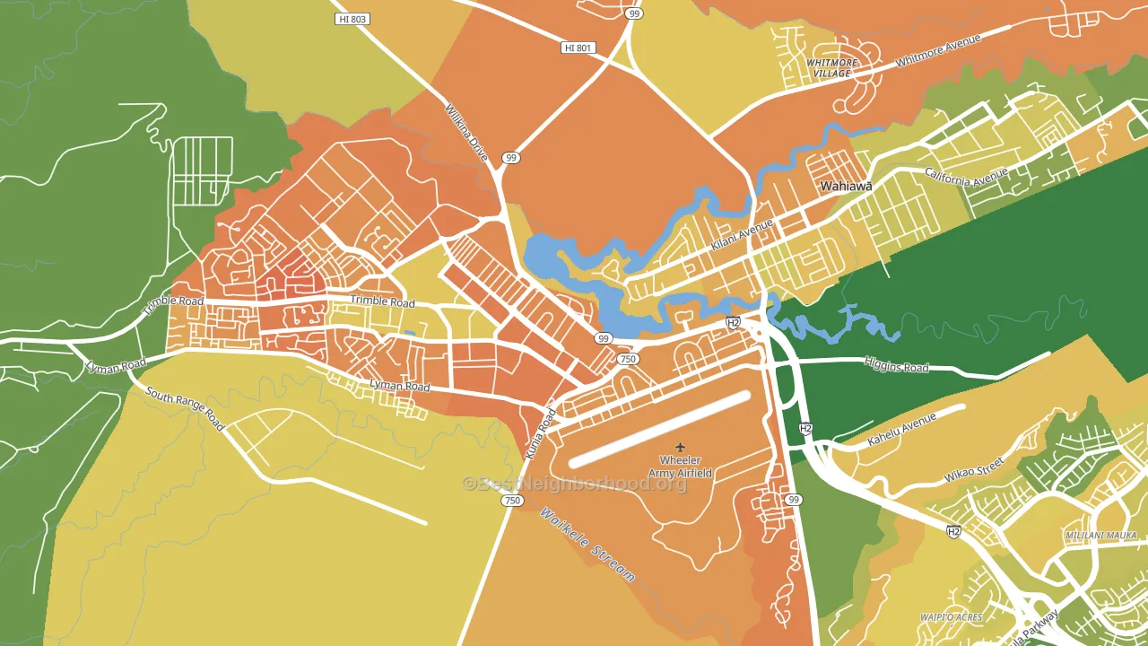 Schofield Barracks, HI block-group voter-turnout map