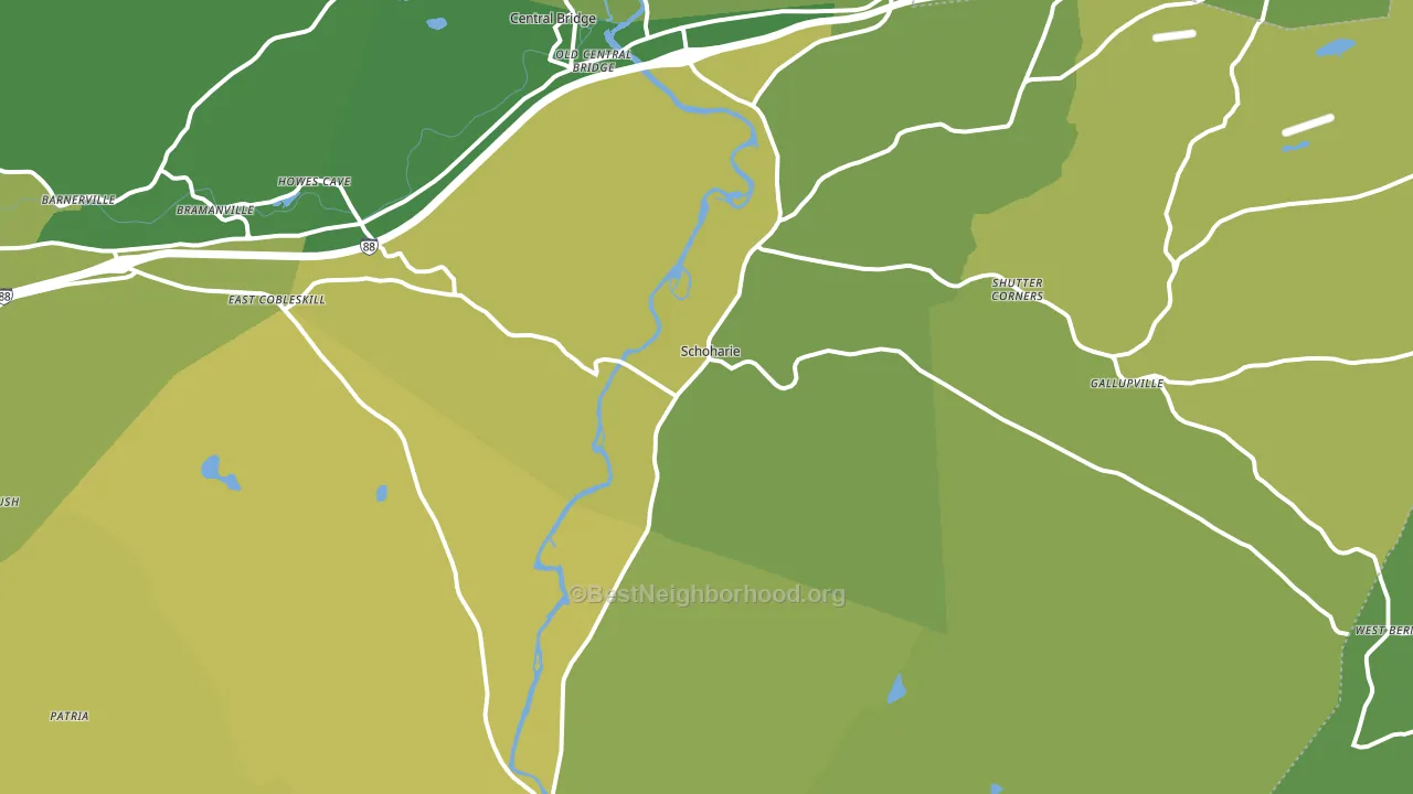 Schoharie, NY block-group voter-turnout map