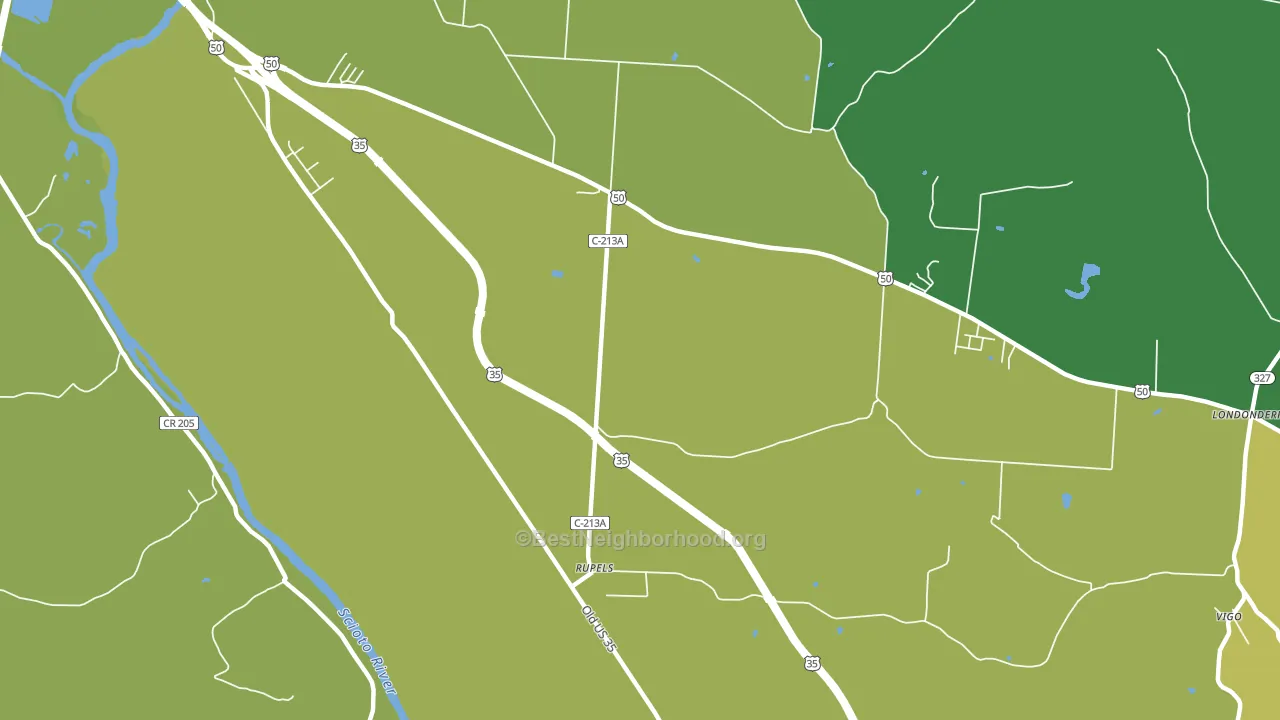 Schooleys, OH block-group voter-turnout map