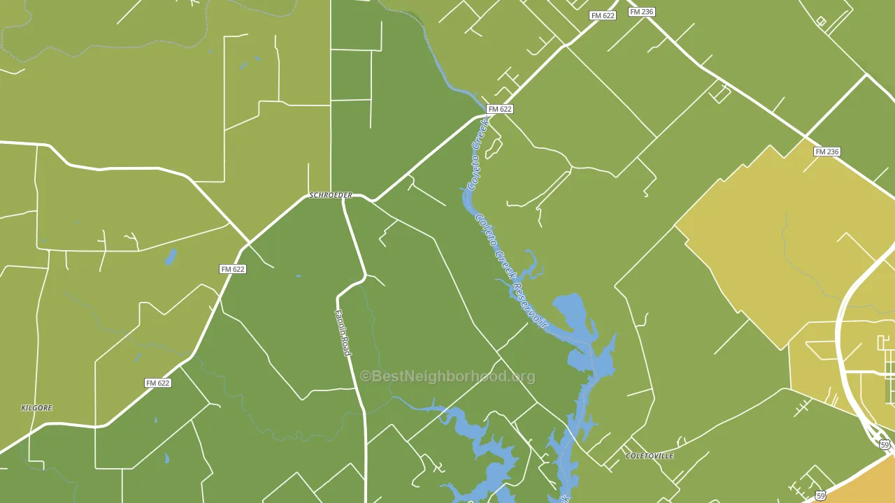 Schroeder, TX block-group voter-turnout map