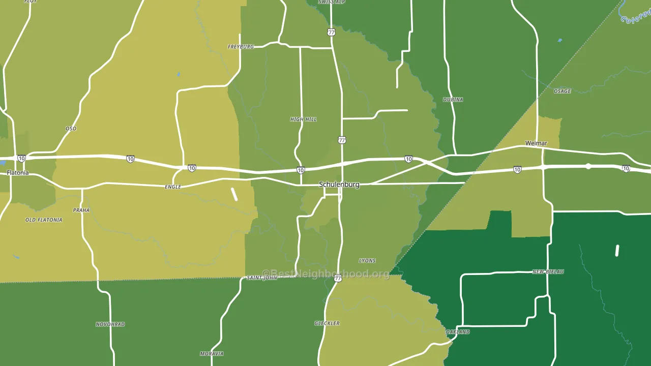Schulenburg, TX block-group voter-turnout map