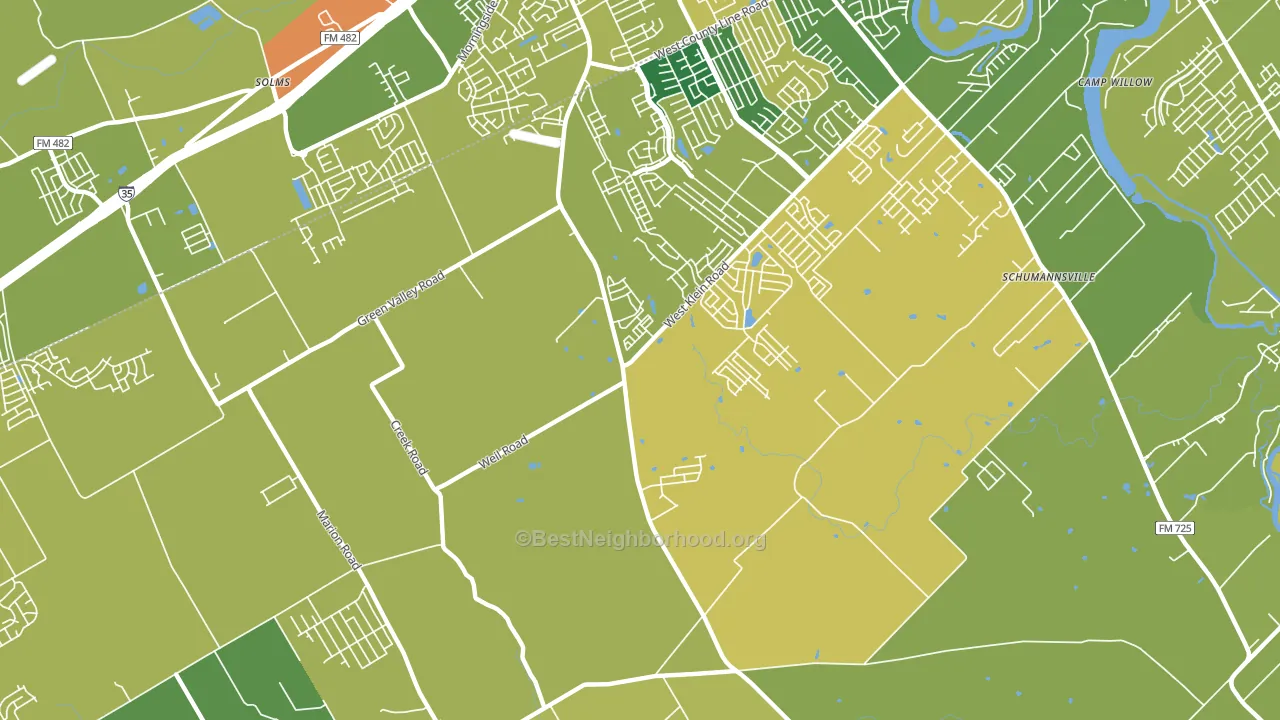 Schumannsville, TX block-group voter-turnout map
