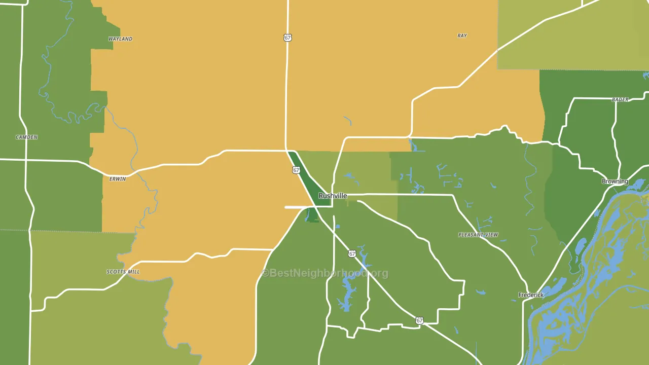 Schuyler County, IL block-group voter-turnout map