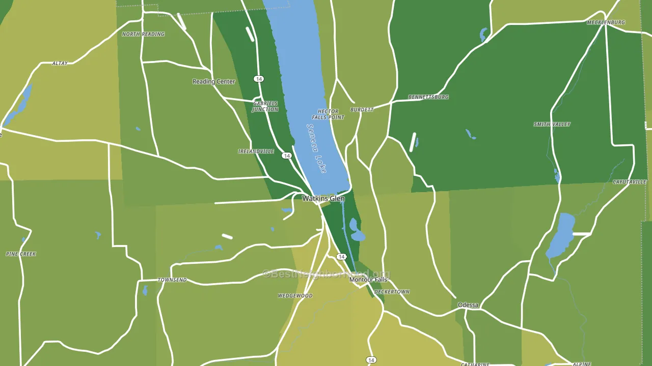 Schuyler County, NY block-group voter-turnout map
