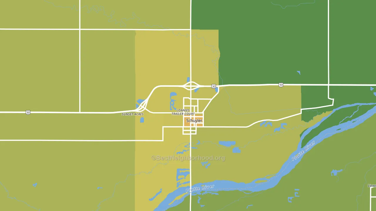 Schuyler, NE block-group voter-turnout map