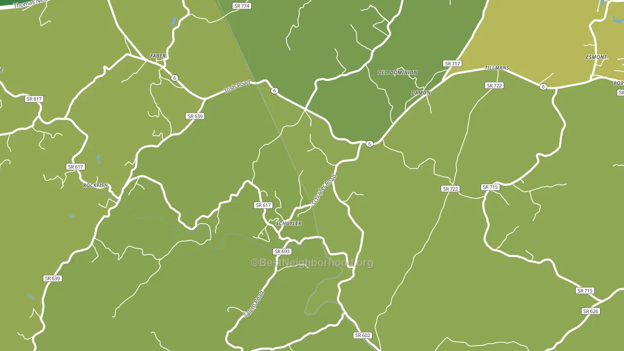 Schuyler, VA block-group voter-turnout map