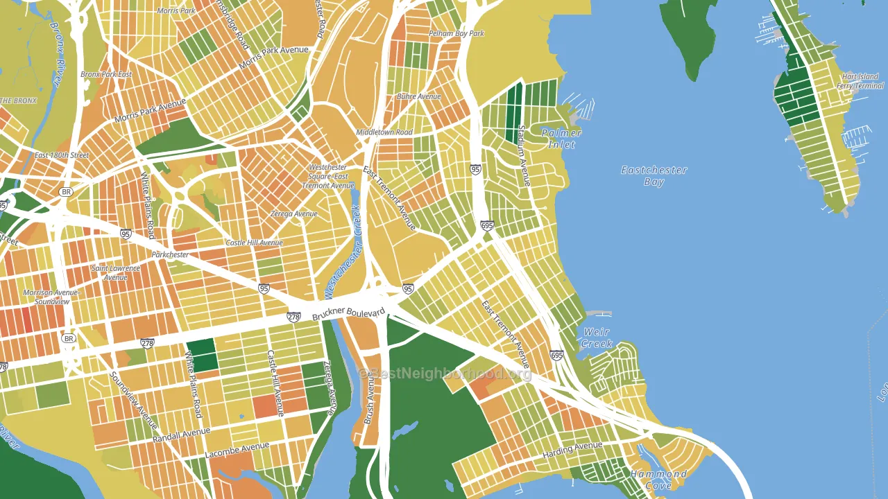 Schuylerville, Bronx, NY block-group voter-turnout map