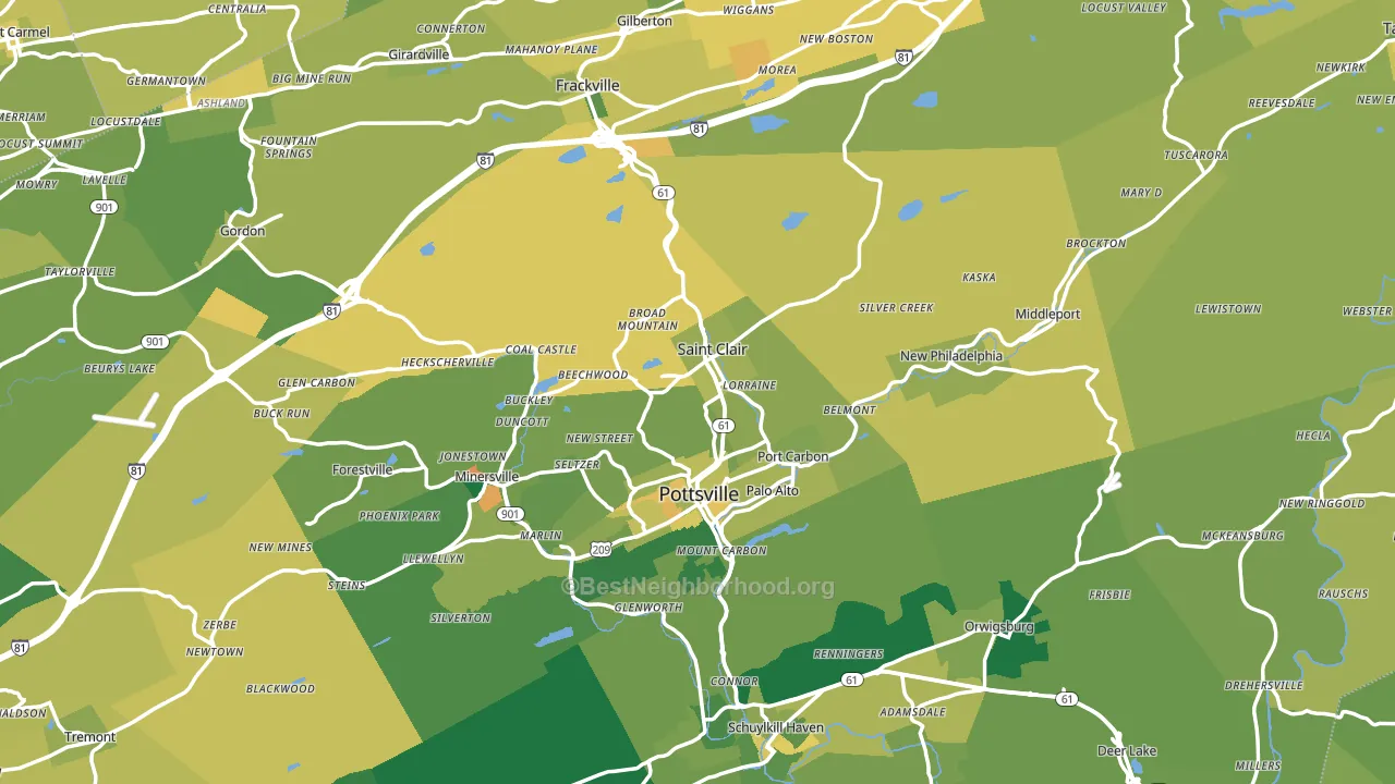 Schuylkill County, PA block-group voter-turnout map
