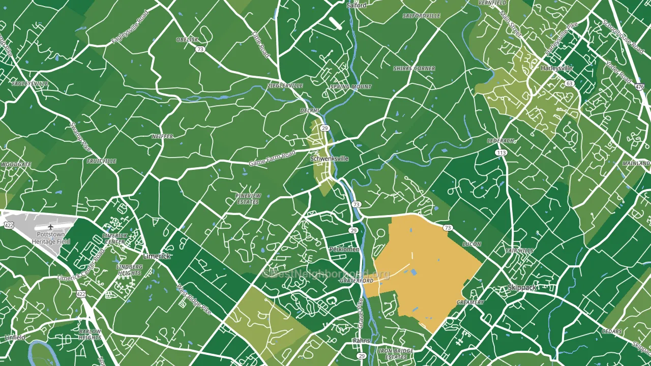 Schwenksville, PA block-group voter-turnout map