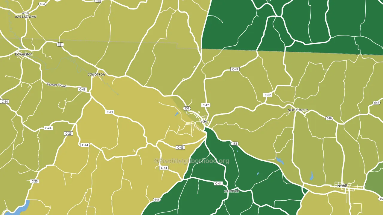 Scio, OH block-group voter-turnout map