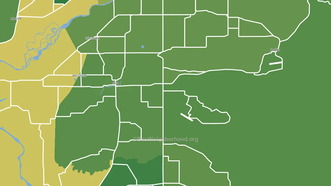 Scio, OR block-group voter-turnout map