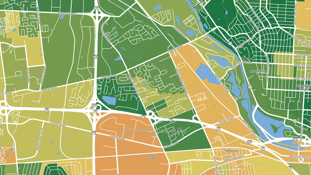 Scioto Woods, Columbus, OH block-group voter-turnout map