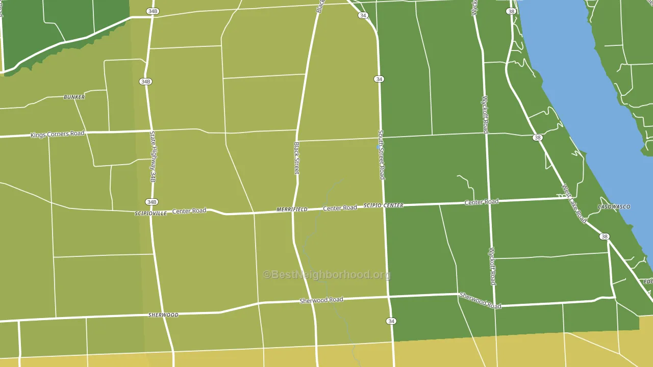 Scipio Center, NY block-group voter-turnout map