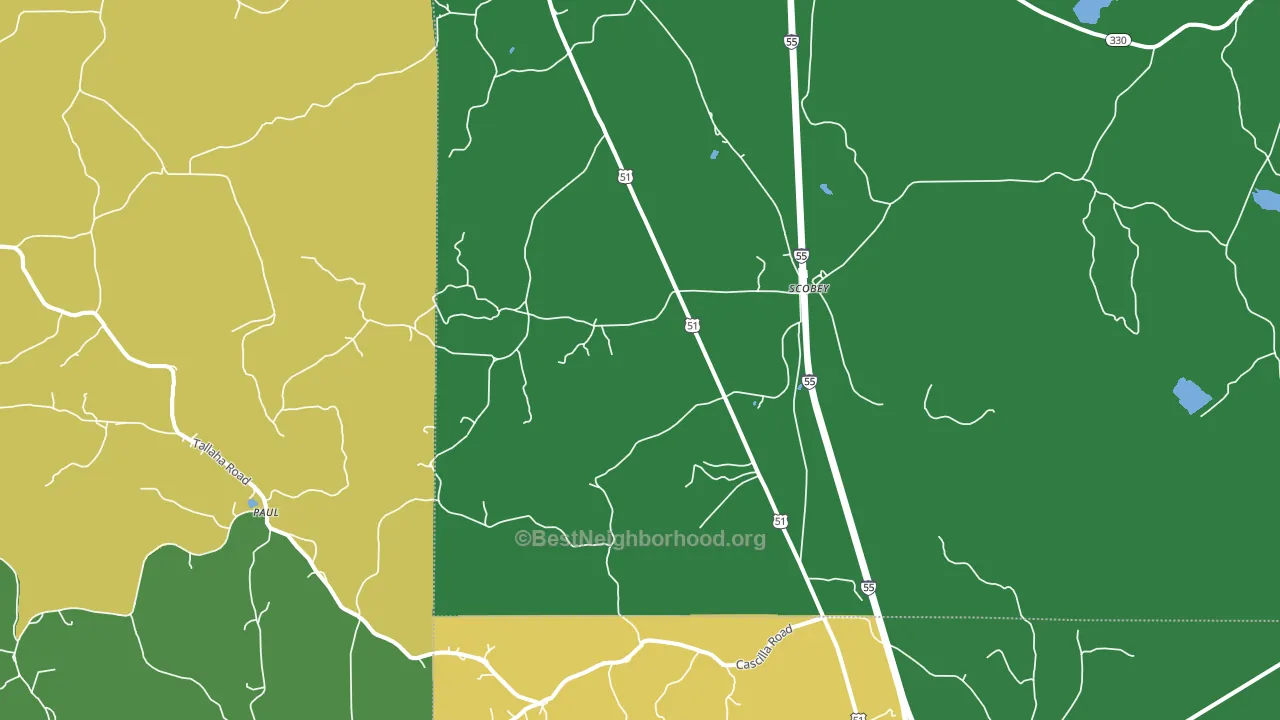 Scobey, MS block-group voter-turnout map