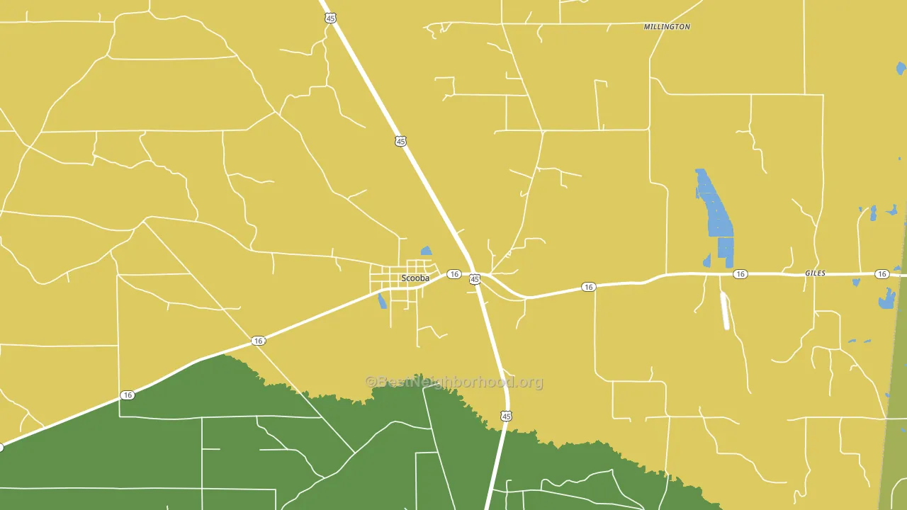 Scooba, MS block-group voter-turnout map