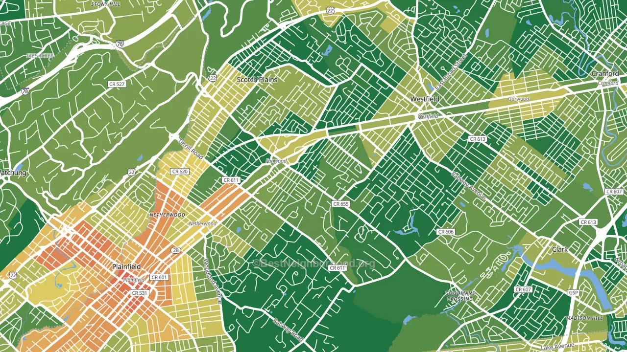Scotch Plains, NJ block-group voter-turnout map