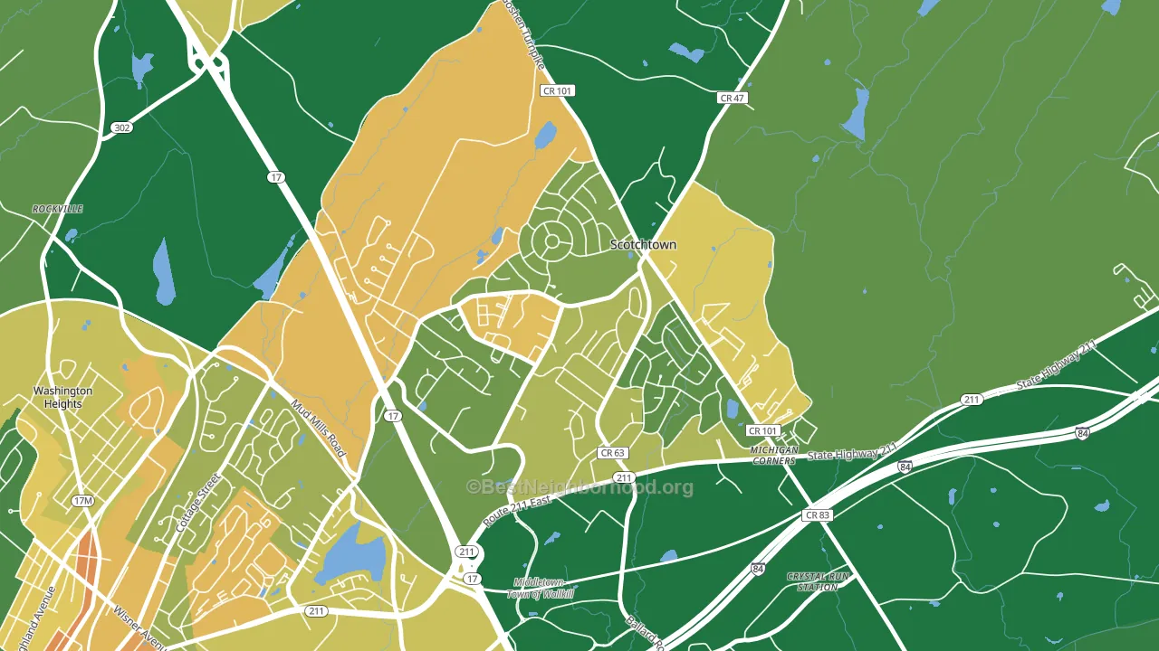 Scotchtown, NY block-group voter-turnout map