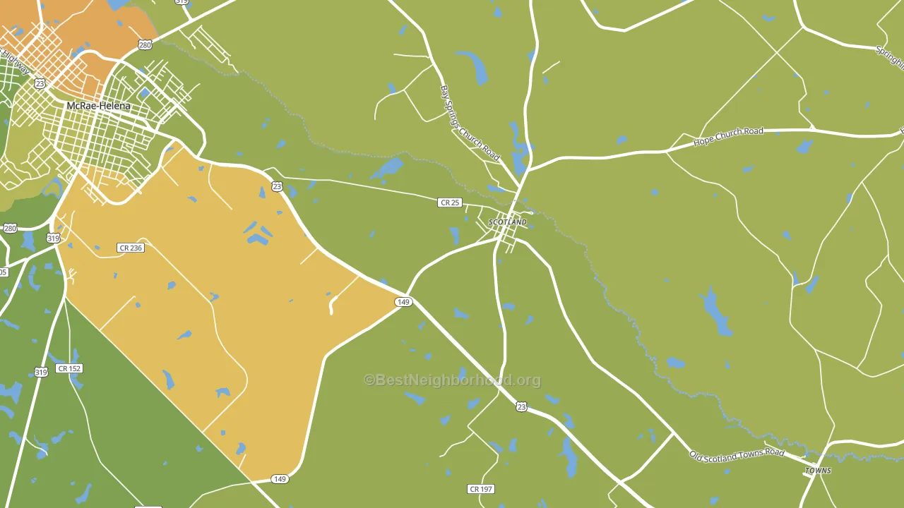 Scotland, GA block-group voter-turnout map