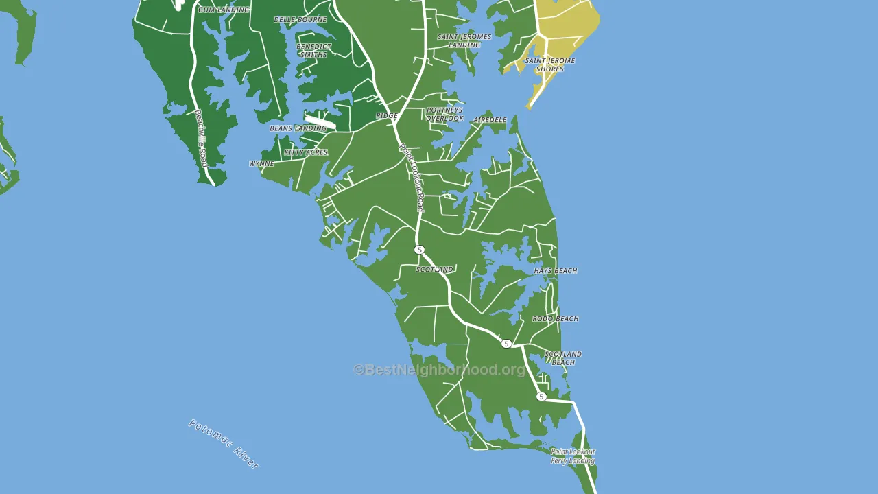 Scotland, MD block-group voter-turnout map