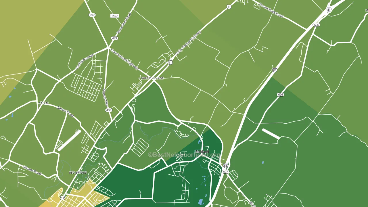 Scotland, PA block-group voter-turnout map