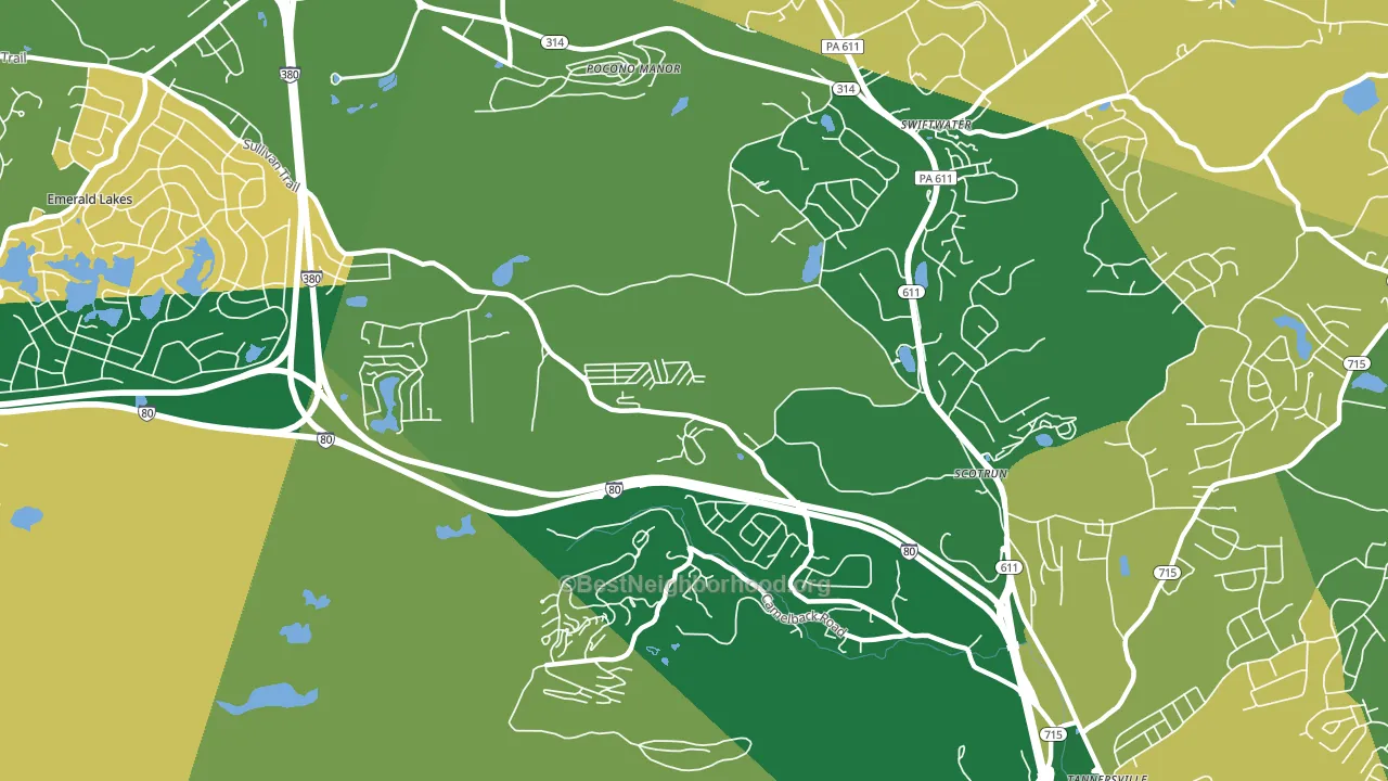 Scotrun, PA block-group voter-turnout map