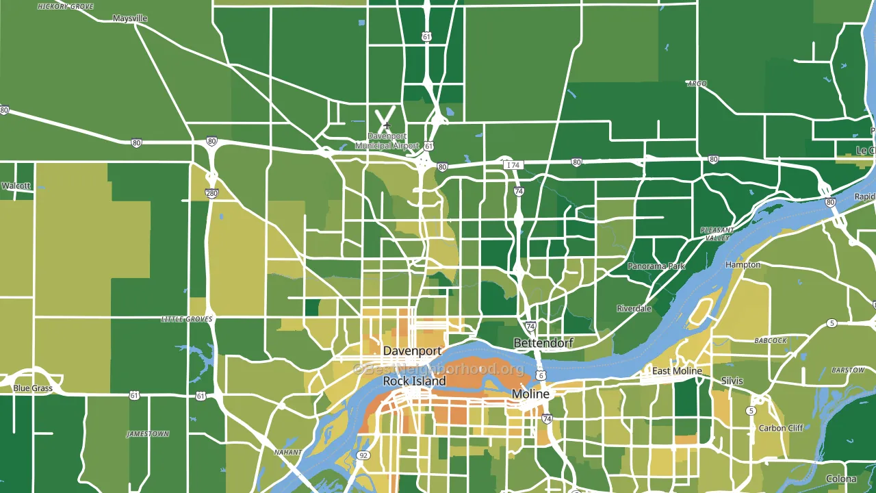 Scott County, IA block-group voter-turnout map